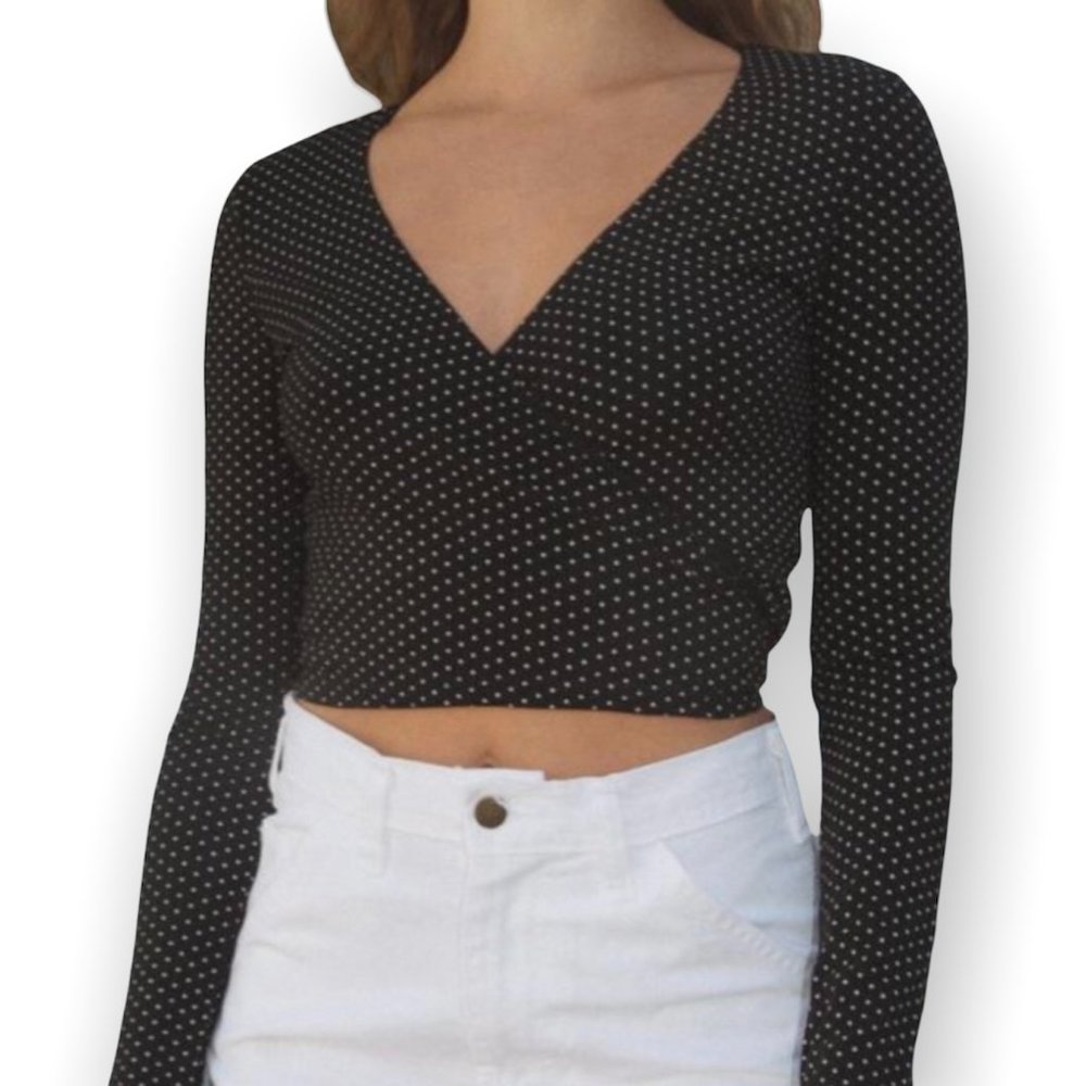 brandy melville polka dot wrap top